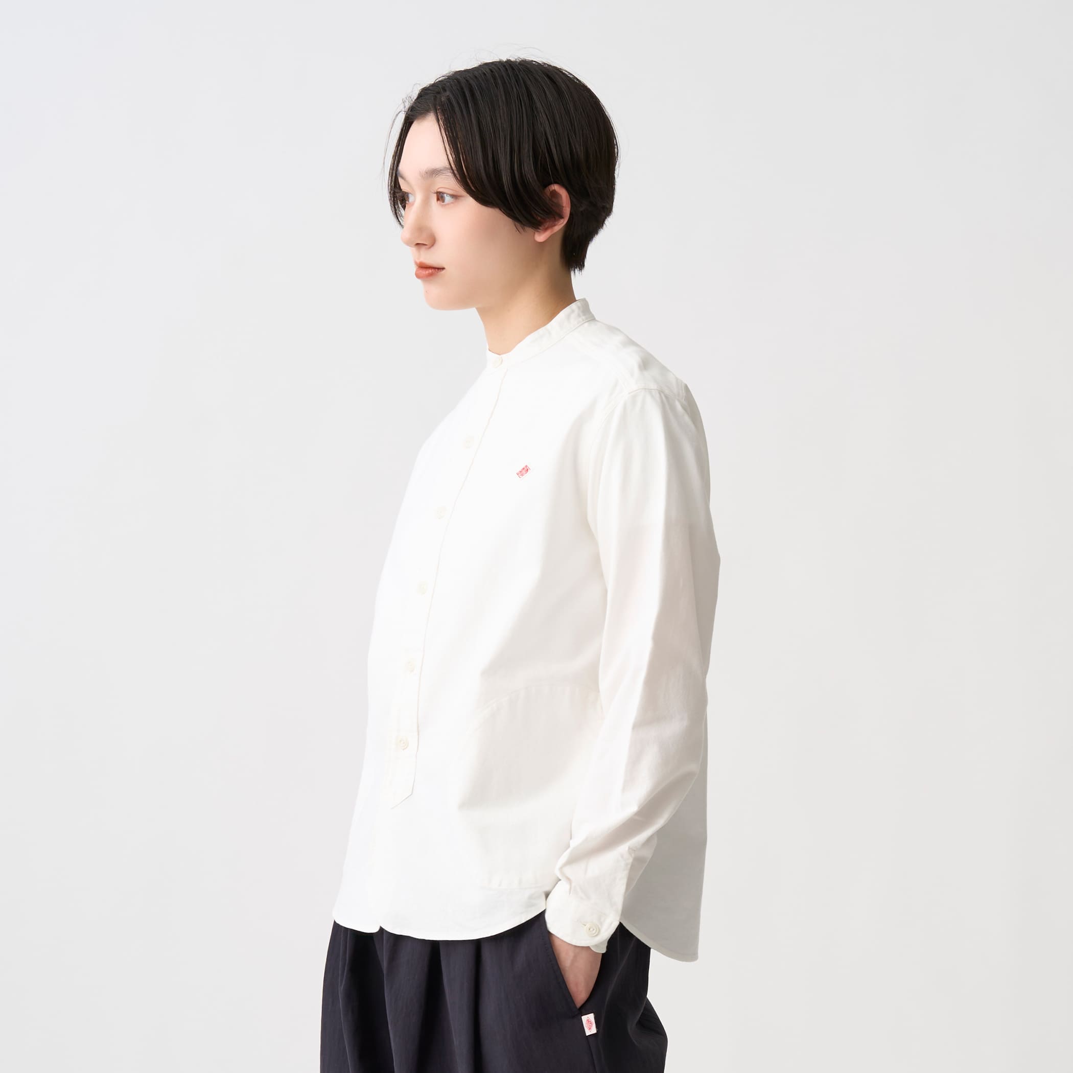 단톤 옥스포드 밴드 칼라 무지 로고 셔츠 남방 여성 26FW [관부가세포함] - 상세 이미지 3