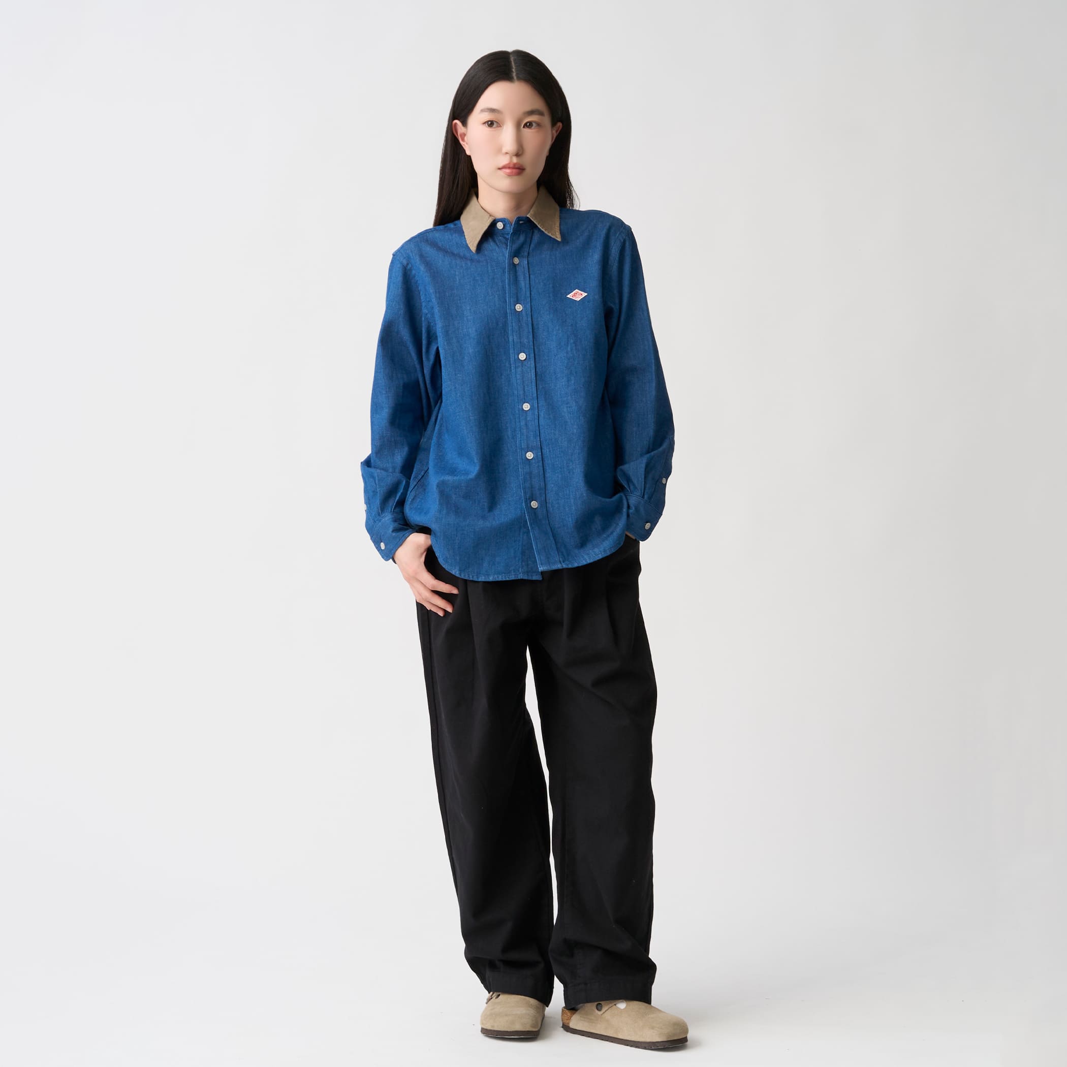 단톤 데님 코듀로이 카라 청셔츠 인디고 남방 여성 26FW [관부가세포함] - 상세 이미지 4
