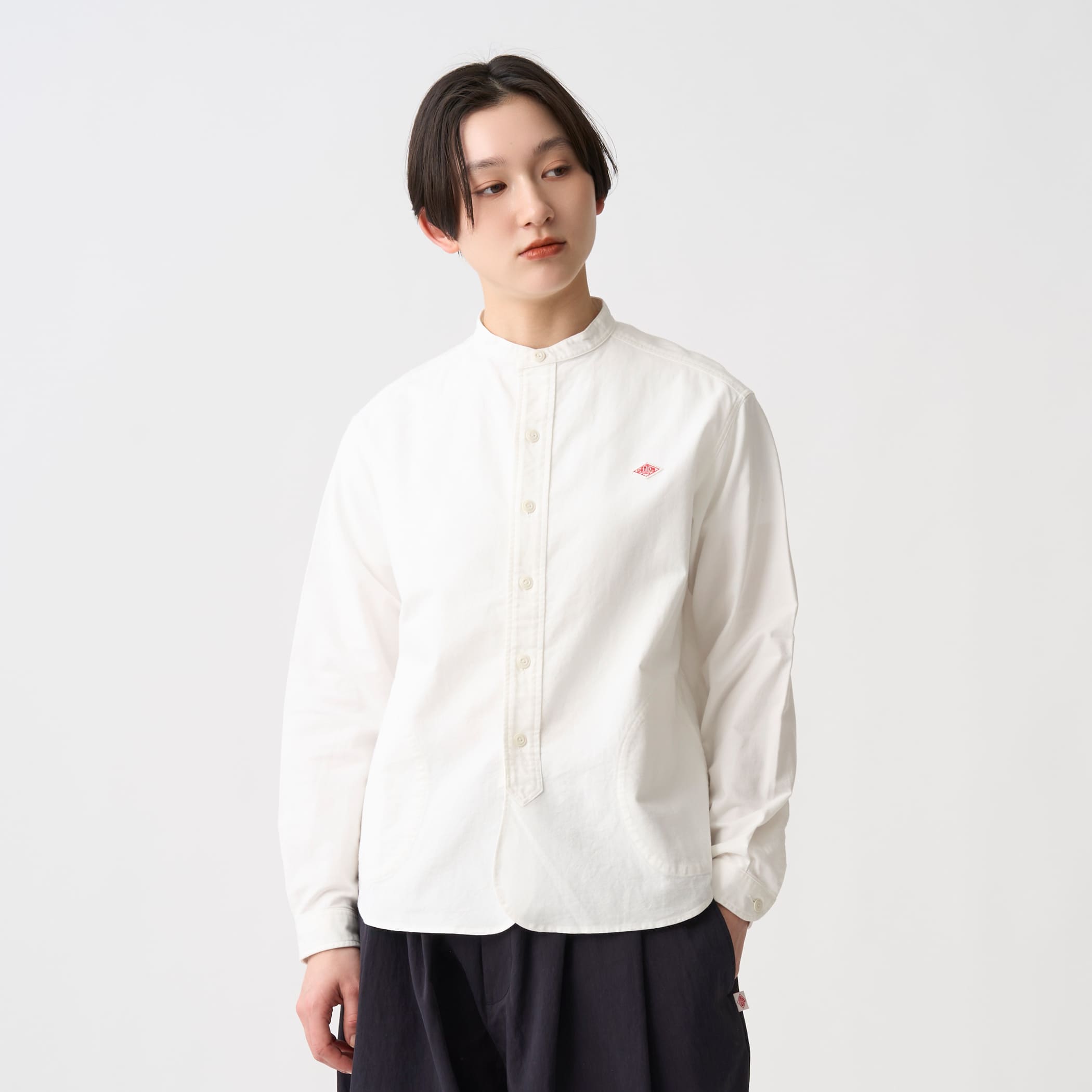 단톤 옥스포드 밴드 칼라 무지 로고 셔츠 남방 여성 26FW [관부가세포함] - 상세 이미지 2