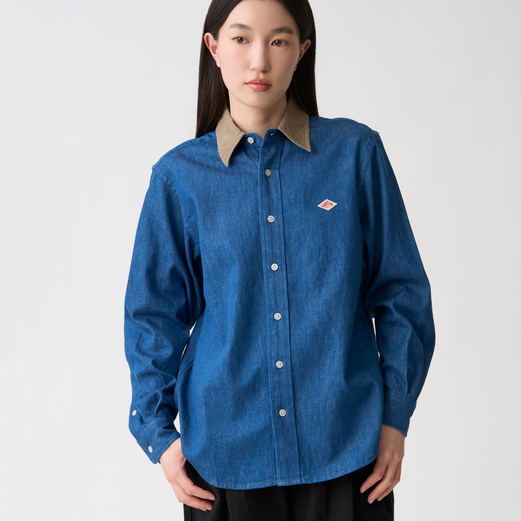 단톤 데님 코듀로이 카라 청셔츠 인디고 남방 여성 26FW [관부가세포함] - 상세 이미지 2