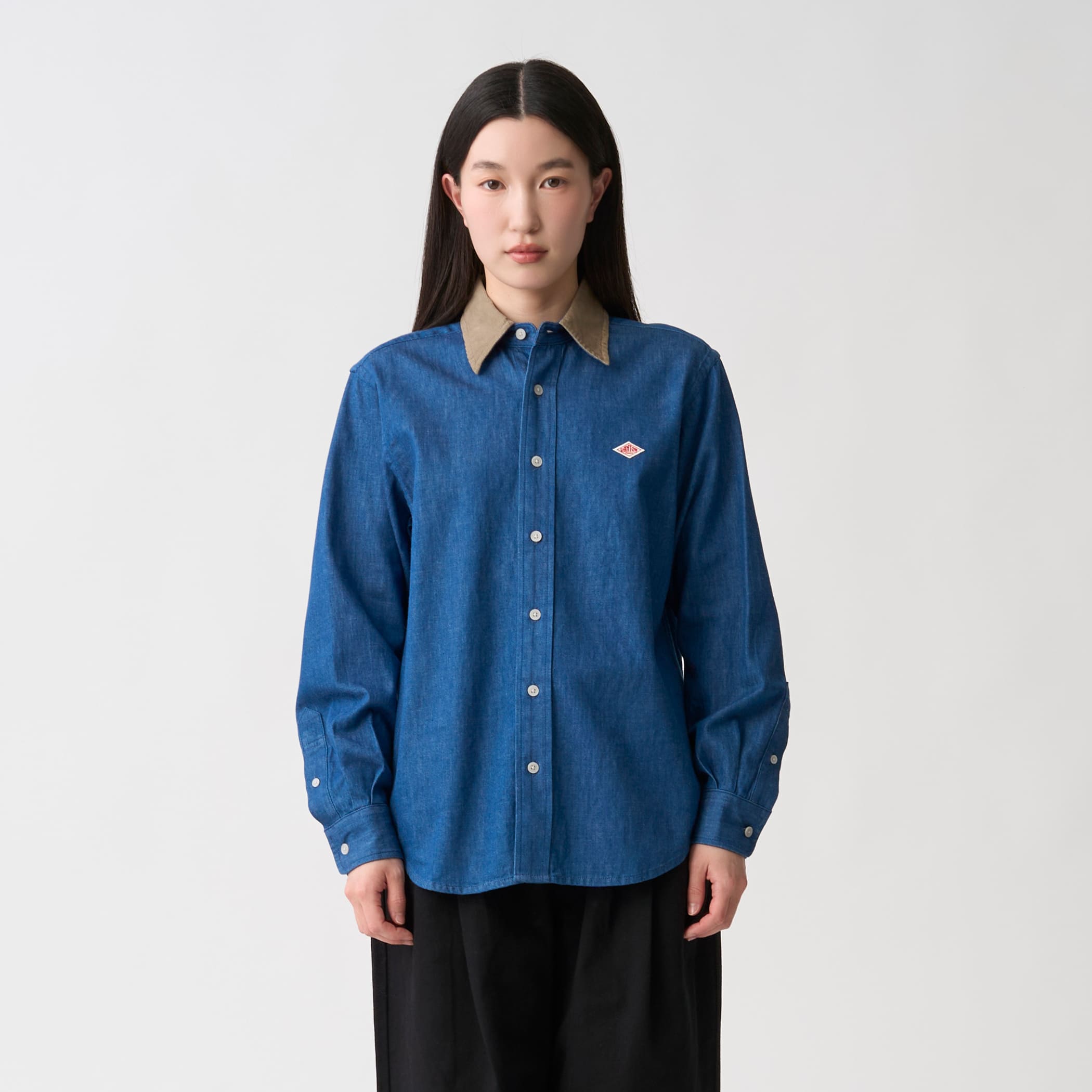 단톤 데님 코듀로이 카라 청셔츠 인디고 남방 여성 26FW [관부가세포함] - 상세 이미지 3