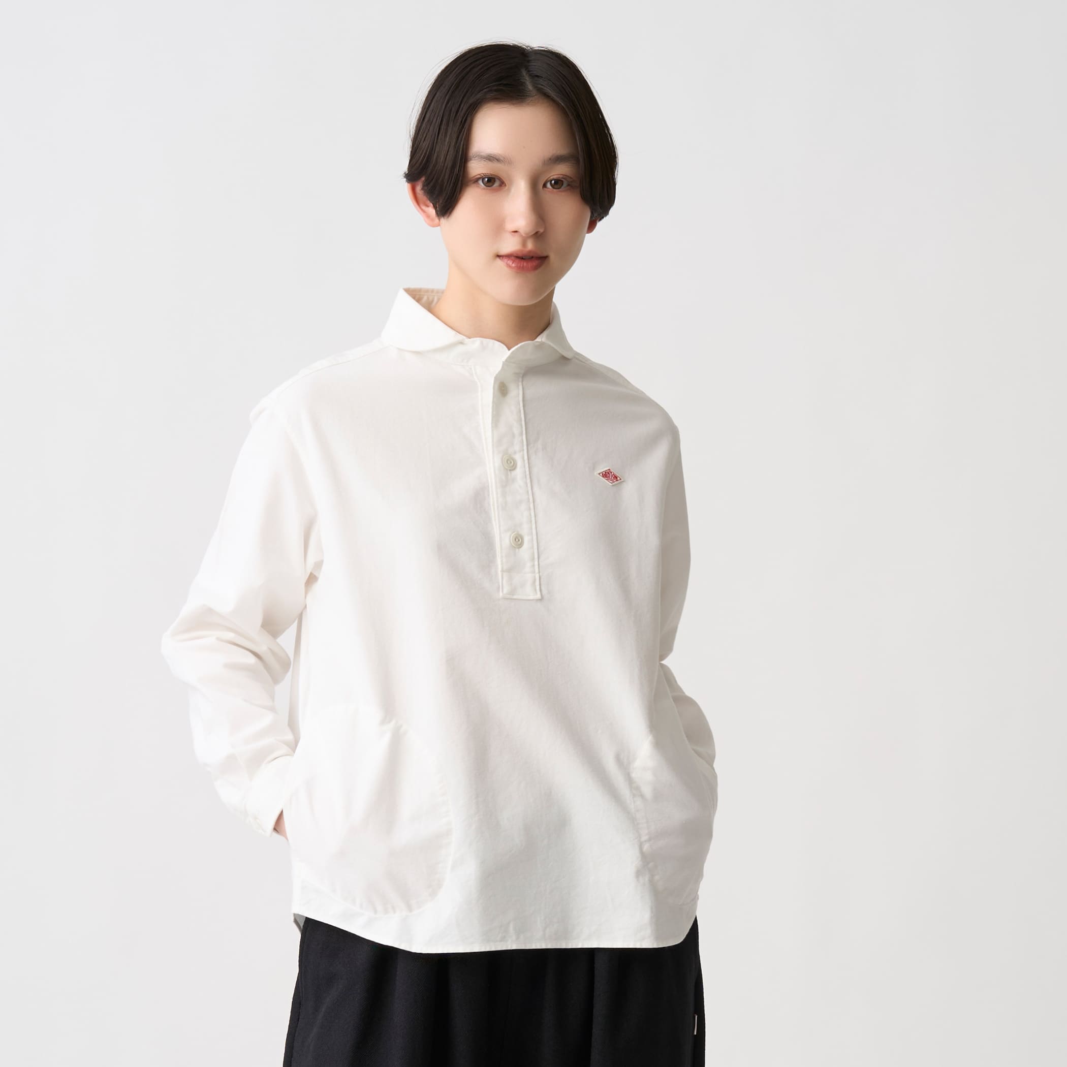 단톤 옥스포드 라운드 칼라 풀오버 반집업 긴팔셔츠 여성 26FW [관부가세포함] - 상세 이미지 2