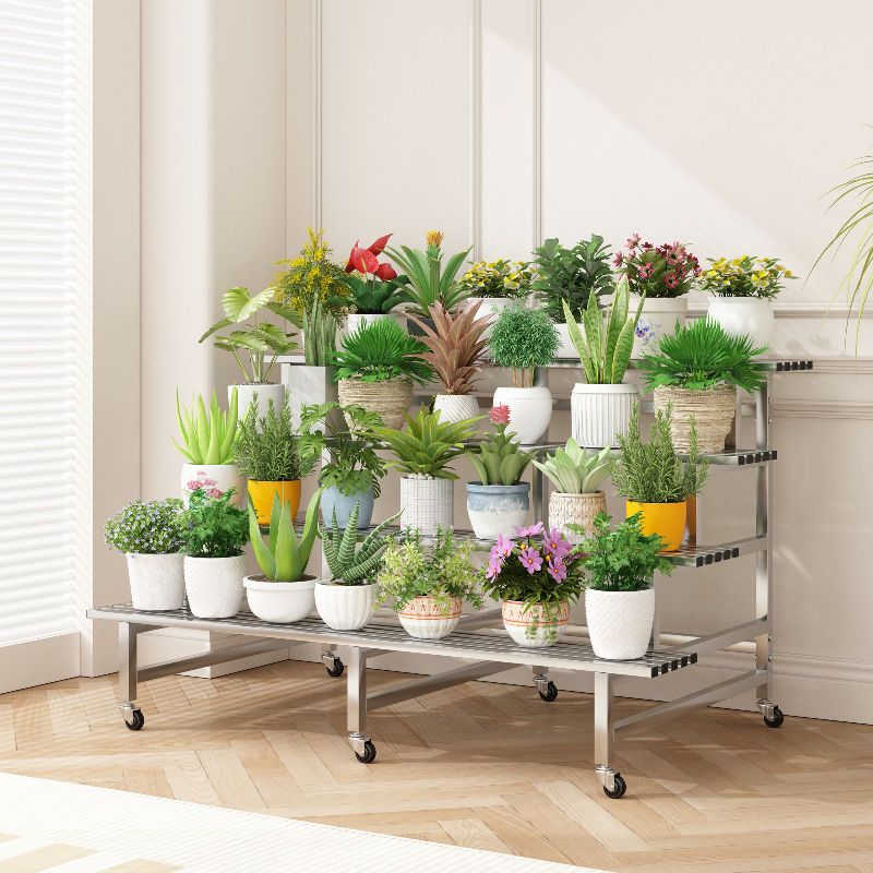 철제 화분받침대 이동식 베란다 다육이 진열선반 2단 폭80cm 기본 - 상세 이미지 3