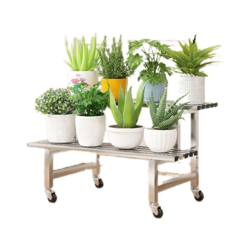 철제 화분받침대 이동식 베란다 다육이 진열선반 2단 폭80cm 기본 - 상품 이미지