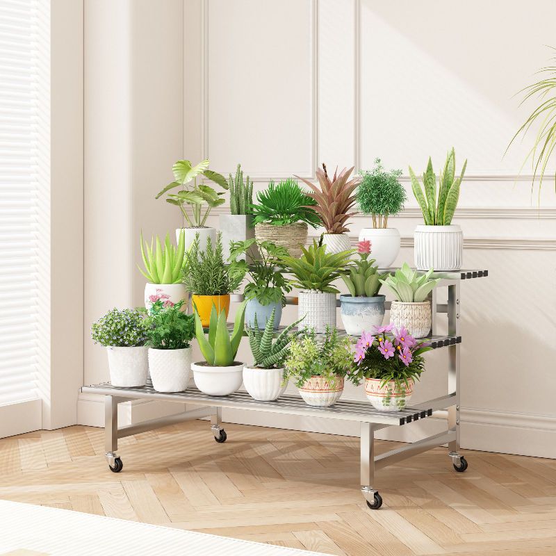 철제 화분받침대 이동식 베란다 다육이 진열선반 2단 폭80cm 기본 - 상세 이미지 2