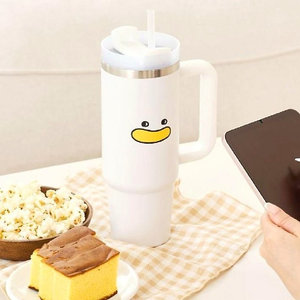 차량용 대용량 600ml 스텐 손잡이 보온보냉 텀블러 컵 - 상품 이미지