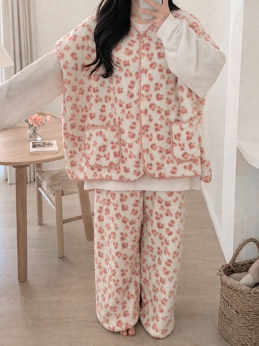 9종 겨울 잠옷 빅사이즈 반팔 수면 조끼 긴바지 극세사 파자마 블랭킷 플러시 세트 이미지 7