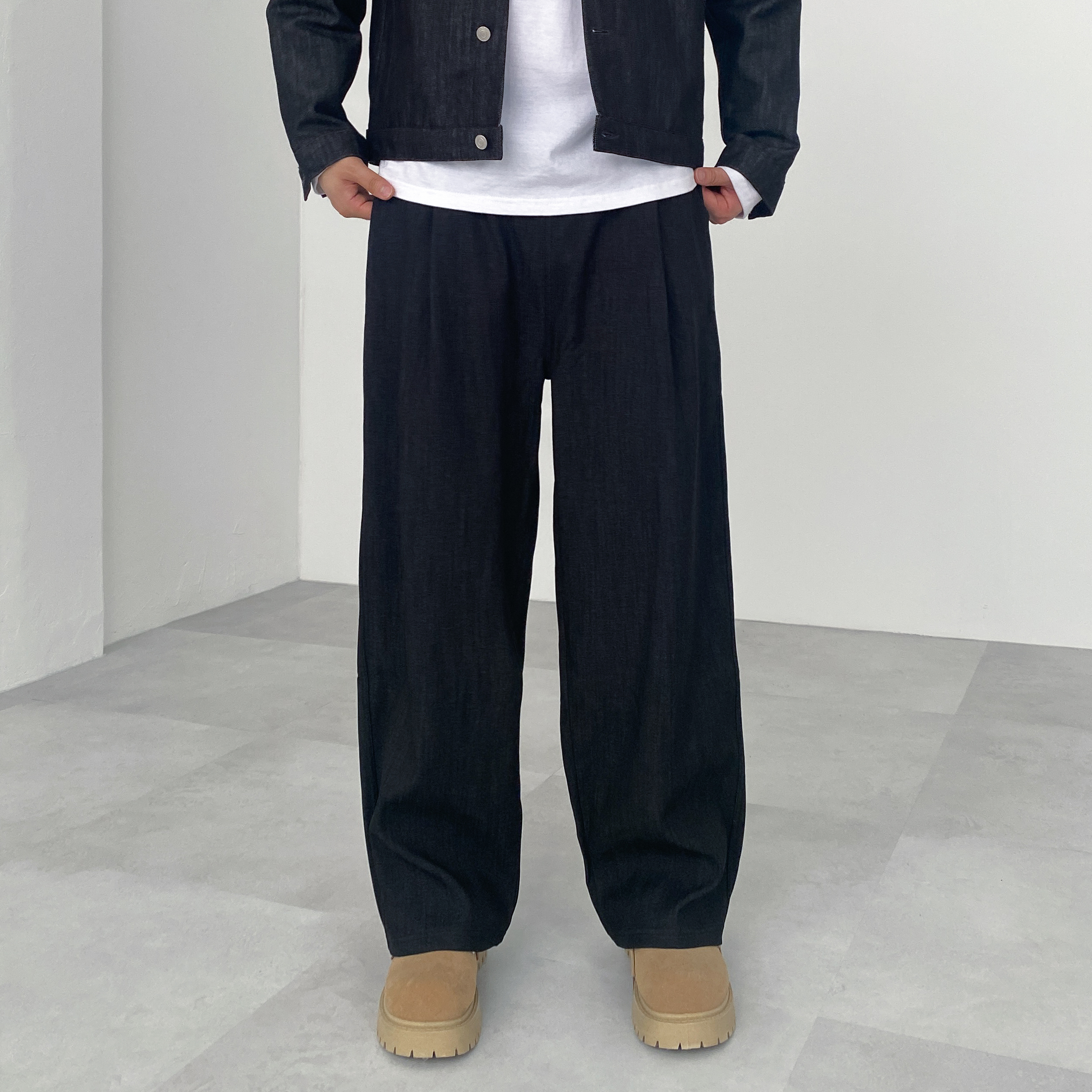 논페이드 남자생지데님 와이드 턱 청바지 간절기 진청 데일리 이미지 6