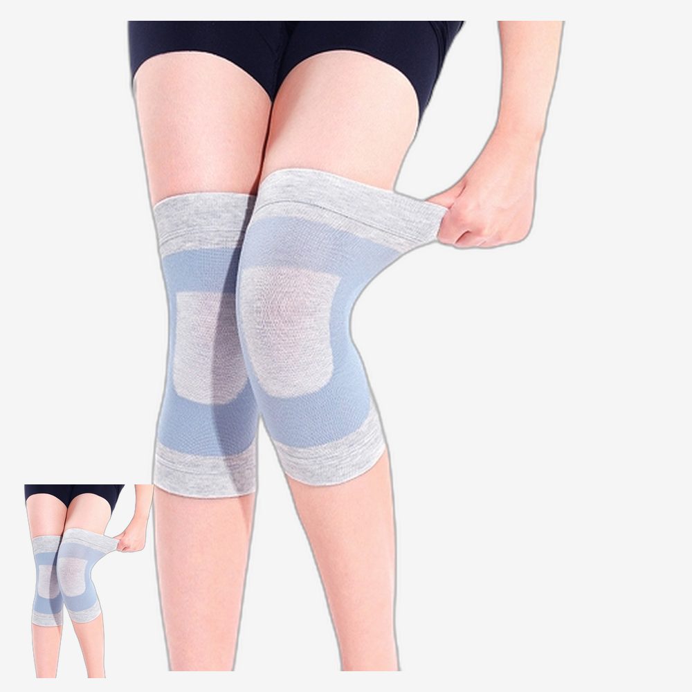 슬림핏 스포츠활동 무릎보호대 그레이블루 헬스용품 관절아대 고탄성 러닝운동 니슬리브 - 상품 이미지