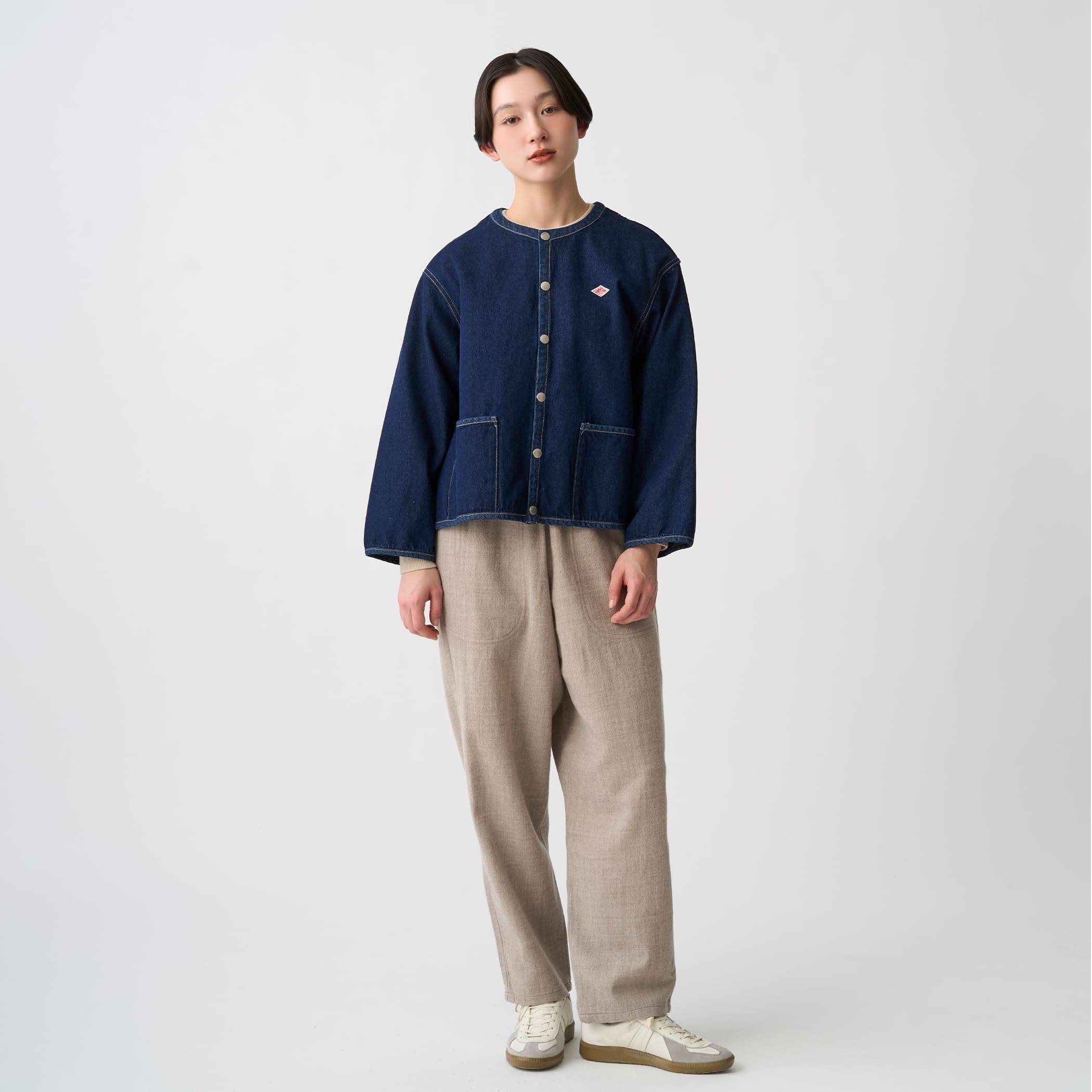 단톤 데님 노카라 커버올 인디고 워크 자켓 여성 26FW [관부가세포함] - 상세 이미지 5
