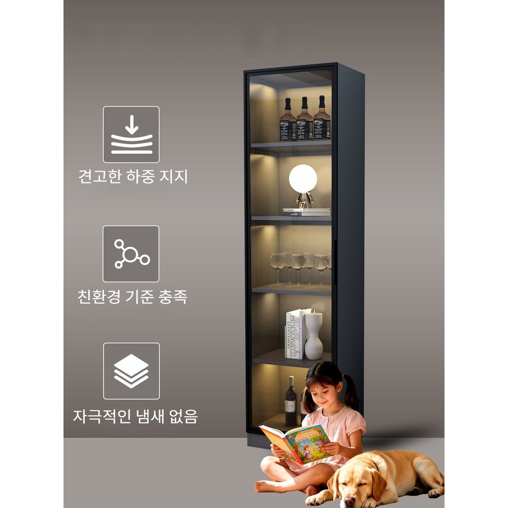 리리딜 진열장 장식장 LED 유리 수납장 피규어 위스키 진열장 - 상세 이미지 2