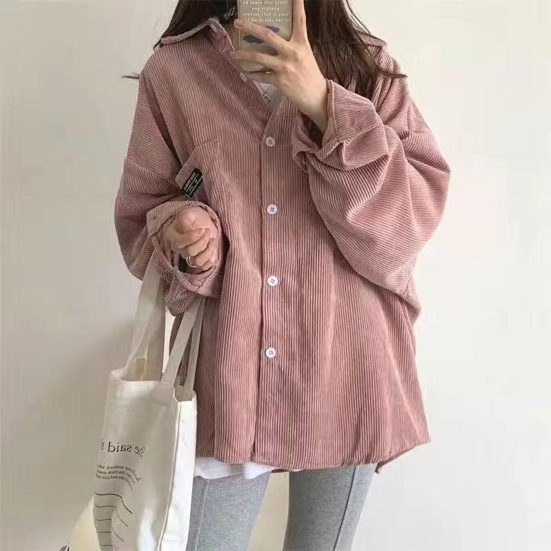 여성 골덴 셔츠 코듀로이 루즈핏 남방 - 상품 이미지