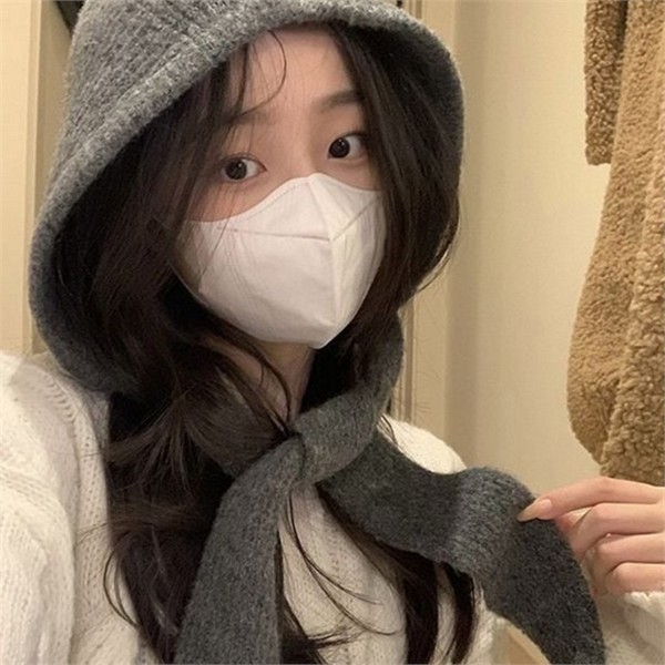 니트 여성 바라클라바 따뜻한 넥 워머 모자 아크릴 - 메인 이미지