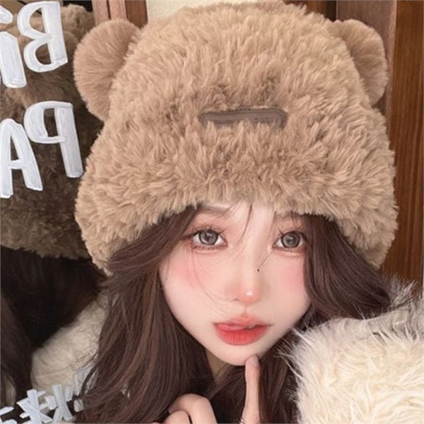 따뜻한 여성 비니 귀여운 여성 방한 뽀글이 겨울 - 상품 이미지