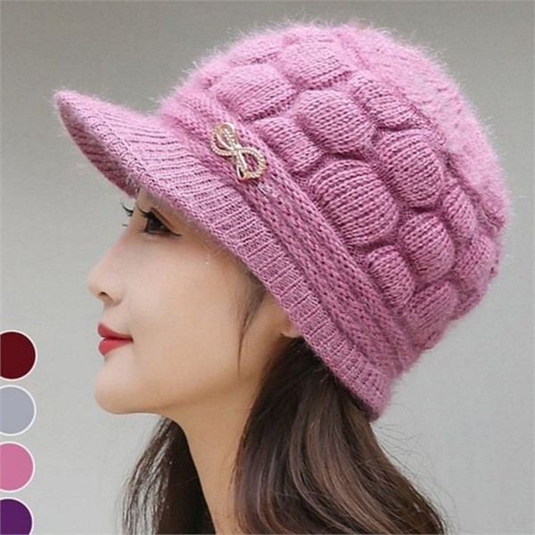 따뜻한 니트 방한 모자 방울 털 비니 모자 야외 - 메인 이미지
