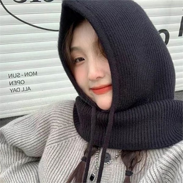 따뜻한 여성 후드 넥 워머 니트 여성 바라클라바 일체형 - 상품 이미지