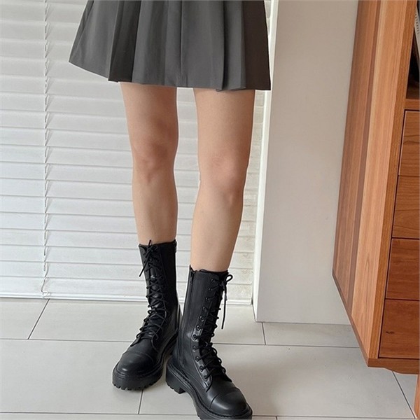 데일리 여성 로우힐 부츠 4.5cm 앵클 로우힐 지퍼 가을 - 상품 이미지
