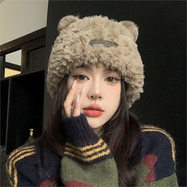 따뜻한 여성 비니 귀여운 보온 털 모자 겨울 방한 - 메인 이미지