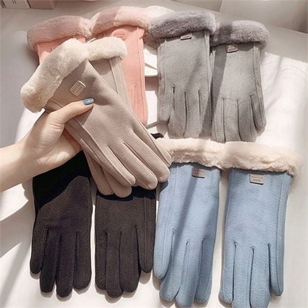 부드러운 여성 겨울 장갑 따뜻한 기모 안감 장갑 데일리 - 상품 이미지