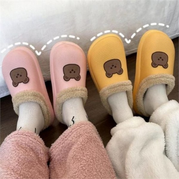 푹신한 털 실내화 따듯한 거실화 사무실 겨울 여성 - 상품 이미지