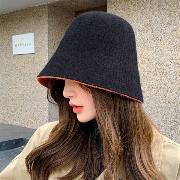 여성 버킷 햇 양면 벙거지 모자 겨울 가을 - 상품 이미지