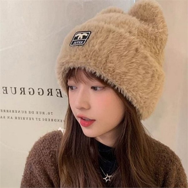 부드러운 여성 비니 뽀글이 겨울 비니 따뜻한 데일리 패션 - 메인 이미지
