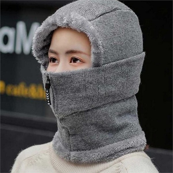 지퍼 방한 넥 워머 후드 방한 바라클라바 마스크 모자 - 상품 이미지