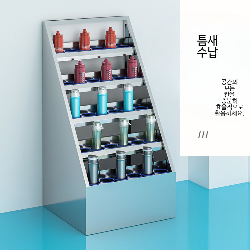 스테인리스 컵 수납대 3단 주방용품 거꾸로 건조 정리대 홈카페 유리컵 물컵 찻잔 보관 25칸 물컵 수납장 문 포함 201 스테인리스 - 상세 이미지 2