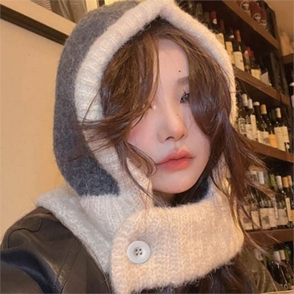 여성 털 후드 워머 니트 패션 넥 워머 데일리 - 상품 이미지