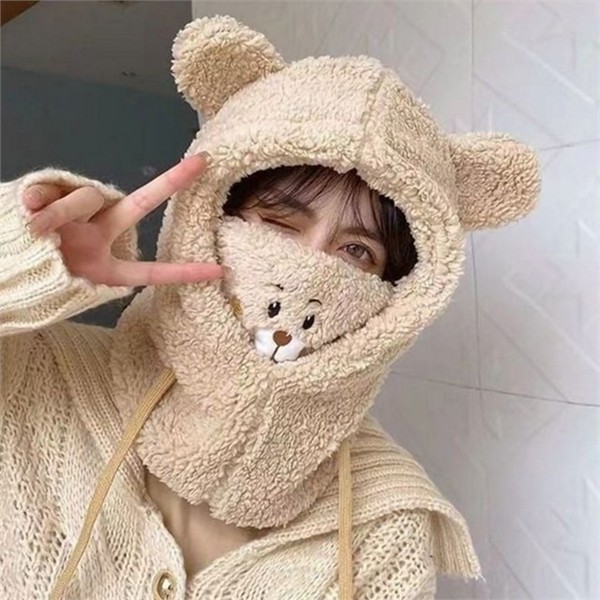 후드 여성 바라클라바 일체형 겨울 방한 용품 양털 - 상품 이미지