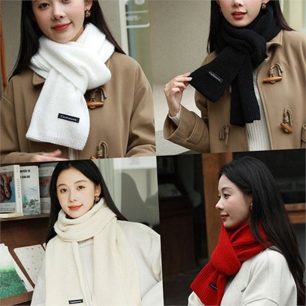 여성 니트 목도리 캐주얼 캐시미어 머플러 데일리 따뜻한 - 상품 이미지