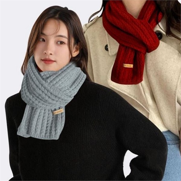 포근한 겨울 니트 목도리 데일리 여성 목도리 쁘띠 짧은 - 메인 이미지