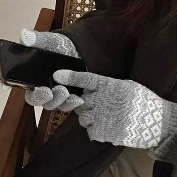 따뜻한 니트 스마트폰 장갑 데일리 겨울 기모 장갑 방한 - 상품 이미지