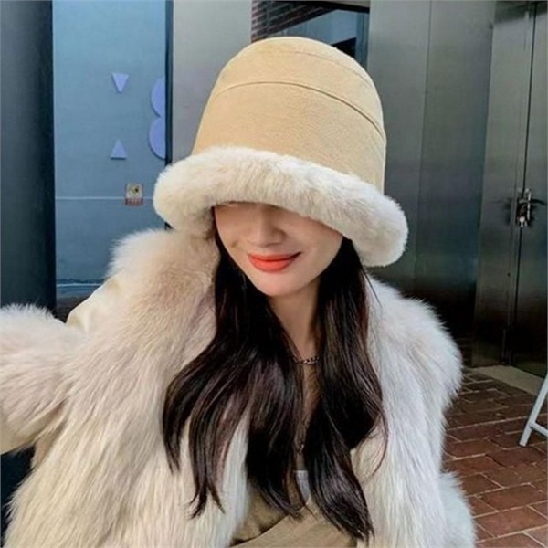 따뜻한 여성 벙거지 모자 뽀글이 버킷 햇 양면 - 메인 이미지
