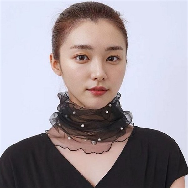 시스루 여성 넥 워머 데일리 진주 목 가리개 나들이 패션 - 메인 이미지
