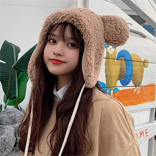 여성 뽀글이 모자 따뜻한 겨울 방한모 보온 양털 - 메인 이미지