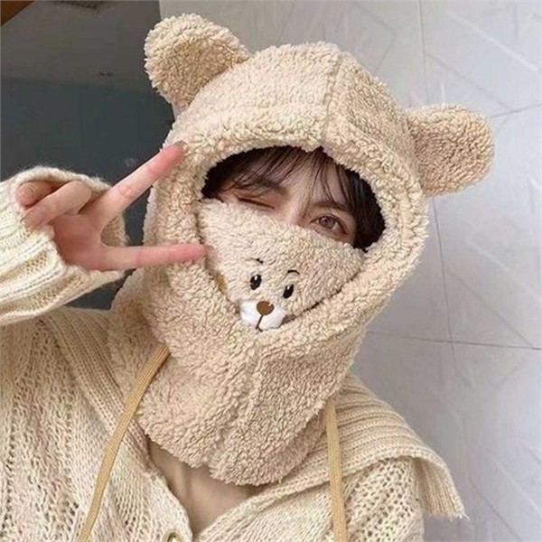 귀여운 뽀글이 바라클라바 귀달이 바라클라바 겨울 방한 여성 - 상품 이미지