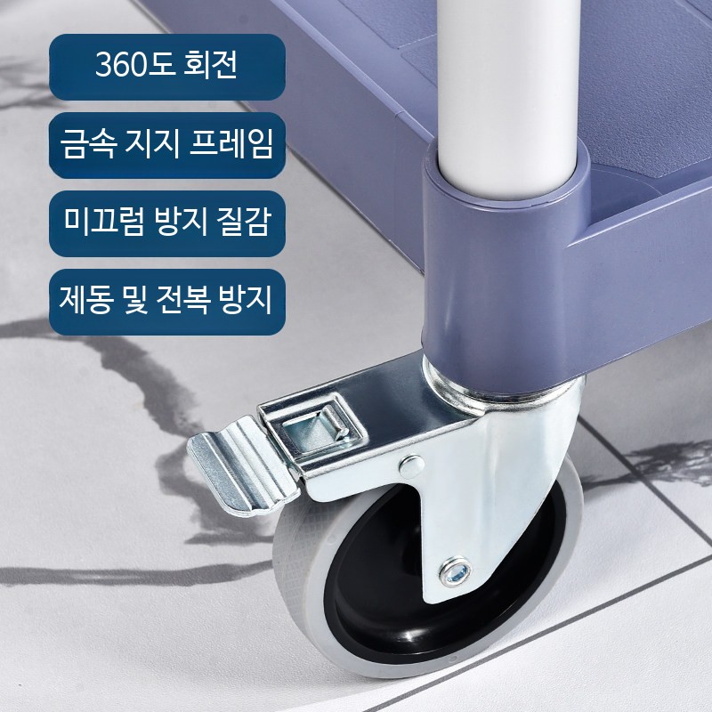 이동식 서빙카트 웨건 주방 식당 업소용 운반 수납 브레이크바퀴 대형 그레이 3단 저소음 이미지 4