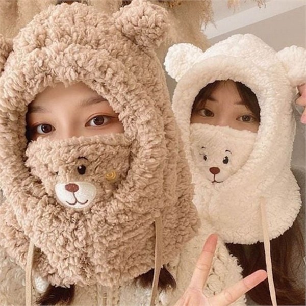 따뜻한 겨울 바라클라바 귀여운 귀달이 바라클라바 뽀글이 여성 방한 - 상품 이미지