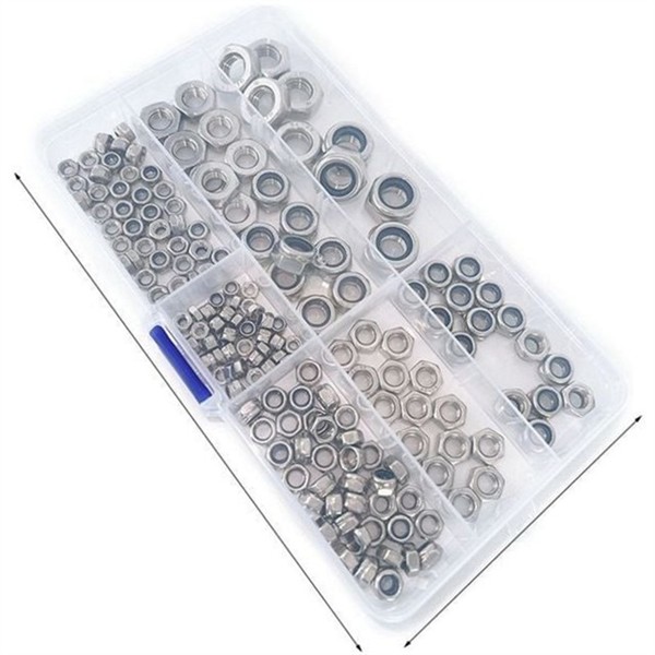 잠금 풀림 방지 너트 175pcs 산업용 너트 스테인리스 육각 고정 - 상품 이미지