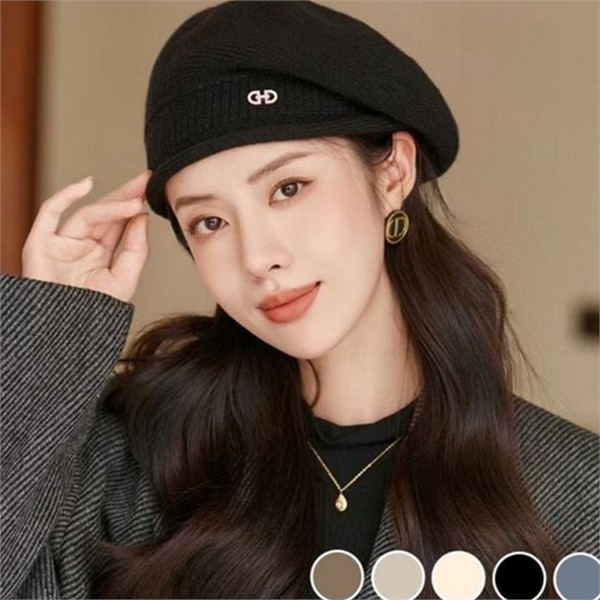 페미닌 여성 니트 베레모 따뜻한 혼방 베레모 데일리 겨울 - 상품 이미지