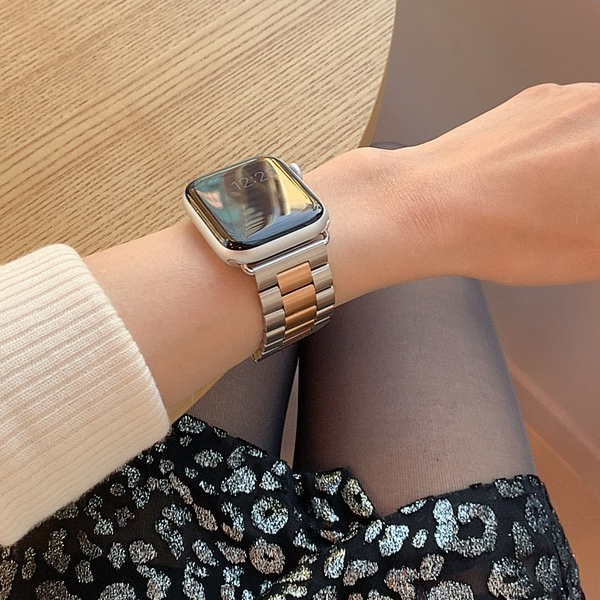 다원 애플워치호환 메탈 스트랩 시계줄 애플워치 10, 46mm, 실버블랙 이미지 6