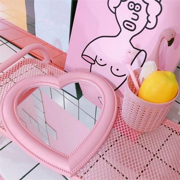 감성 하트 탁상 거울 디자인 인테리어 탁상 거울 화장대 책상 - 메인 이미지