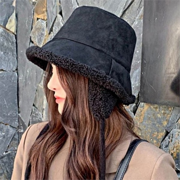 귀도리 여성 벙거지 따뜻한 겨울 벙거지 모자 데일리 양털 - 메인 이미지
