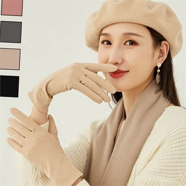 부드러운 여성 겨울 장갑 따뜻한 자수 포인트 장갑 데일리 - 상품 이미지