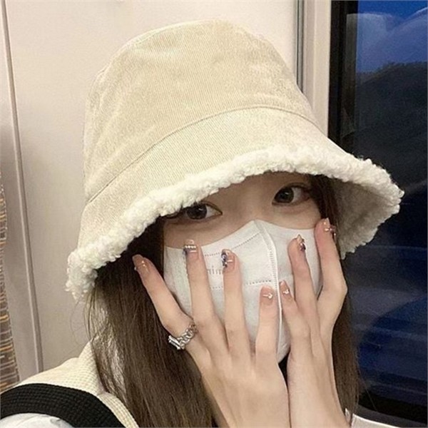 뽀글이 여성 벙거지 모자 코듀로이 여성 버킷 햇 데일리 - 상품 이미지