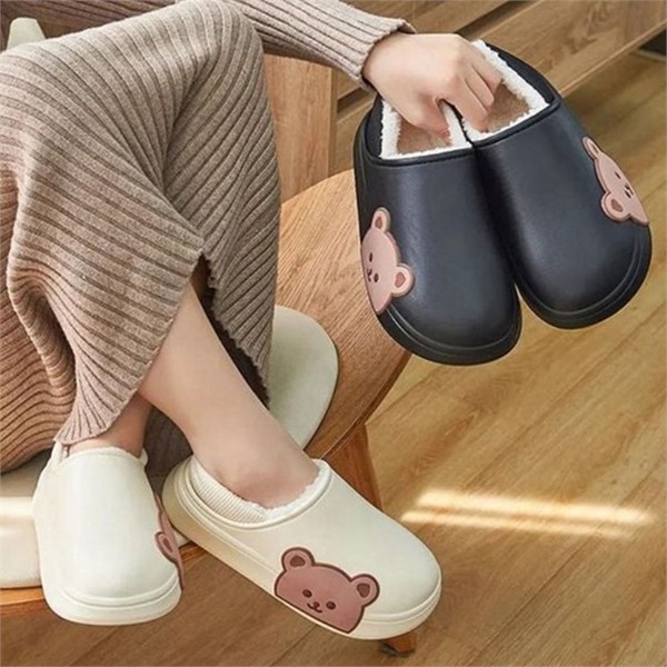 푹신한 겨울 실내화 귀여운 털 실내화 따뜻한 뽀글이 여성 - 상품 이미지