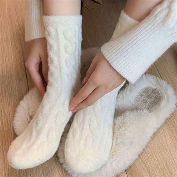 두꺼운 여성 수면 양말 보온 수면 덧신 겨울 선물 - 상품 이미지