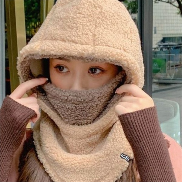 뽀글이 후드 넥 워머 따뜻한 겨울 바라클라바 방한모 - 상품 이미지