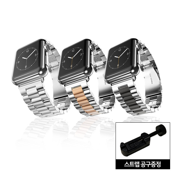 다원 애플워치호환 메탈 스트랩 시계줄 애플워치 10, 46mm, 실버블랙 - 상세 이미지 2